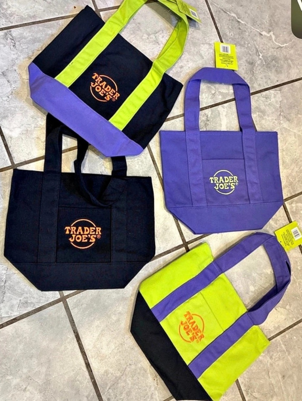 Trader Joe's Mini Canvas Tote Bag Set of 4 (Halloween Edition)